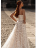 Square Neck Ivory Lace Over Trendy Wedding Dress